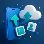 Miniatura: Celular fazendo backup para a nuvem.
