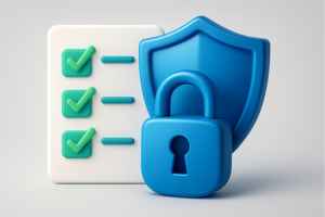 Miniatura de infográfico sobre checklist de segurança digital, com ícone de checklist e cadeado.