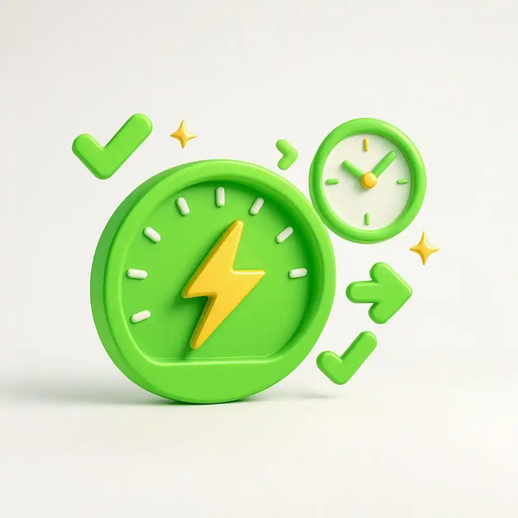 Ilustração de dicas rápidas de tecnologia, com ícone de velocidade e lâmpada acesa.